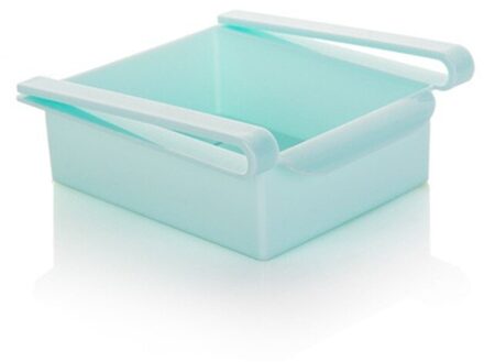 Slide Keuken Koelkast Organizer Vriezer Opbergrek Ruimte Saver Voor Refigerator Lade Plank Fruit Snack Container Houder Blauw