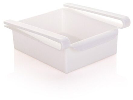 Slide Keuken Koelkast Organizer Vriezer Opbergrek Ruimte Saver Voor Refigerator Lade Plank Fruit Snack Container Houder wit