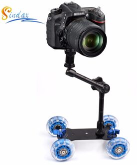 Slider Track Dolly Auto + 11 ''Magic Aarm Tafelblad Mobiele Rolling Video Rail Skater voor DSLR Camera Camcorder Speedlite gopro Blauw
