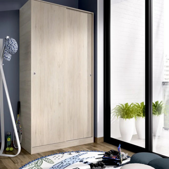 Sliding Door Wardrobe model SLIDE NATURAL 100Cm