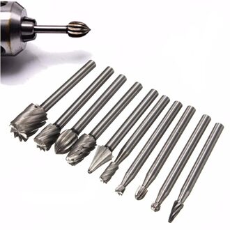 Slijpen Burr Bit 10 Stuks Hoge Snelheid Staal Slijpen Bit Houtsnijwerk Rasp Voor 1/8 "Schacht Tool Diamant Slijpen burr Boren Set