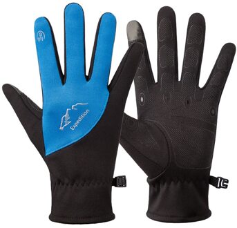 Slijtvaste En Antislip Volledige Vinger Comfortabele Outdoor Sport Warm Handschoenen Elastische En Comfortabele Stof zwart blauw / S