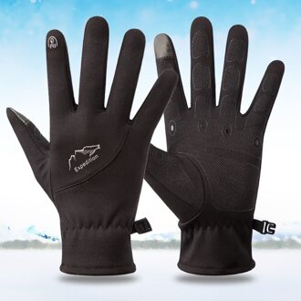 Slijtvaste En Antislip Volledige Vinger Comfortabele Outdoor Sport Warm Handschoenen Elastische En Comfortabele Stof zwart / M