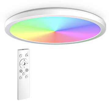 Slim - 18 Watt Plafondlamp badkamer wit - IP44 waterdicht - RGBWW met afstandsbediening - 30 cm - LED Plafonniere