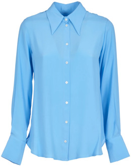Slim Fit Blauw Overhemd Ottod'Ame , Blue , Dames - M,S