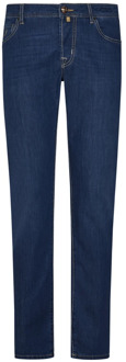Slim Fit Blauwe Jeans met Geborduurd Logo Jacob Cohën , Blue , Heren - W29,W38,W28,W30
