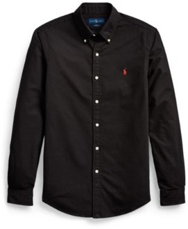 Slim fit button down-overhemd van katoen Zwart - M