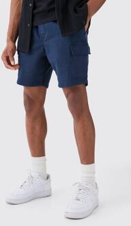 Slim Fit Cargo Shorts, Navy - XS