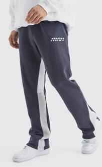 Slim Fit Color Block Joggingbroek Met Gusset Detail, Grey