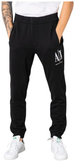 Slim fit cropped joggingbroek met logoborduring Zwart - XL