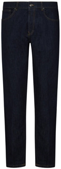 Slim Fit Donkerblauwe Jeans met Contrasterende Stiksels Dondup , Blue , Heren - W38,W40,W35,W36,W34,W32