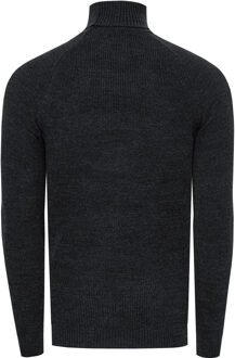 Slim Fit Fijngebreide Zakelijke Coltrui Donkergrijs