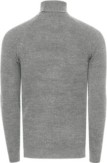 Slim Fit Fijngebreide Zakelijke Coltrui Grijs - XL