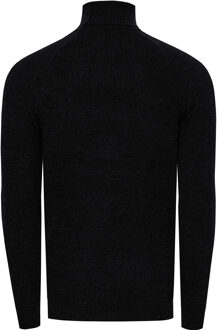 Slim Fit Fijngebreide Zakelijke Coltrui Zwart - 2XL