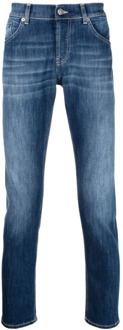 Slim-fit indigo blauwe stretch-katoenen jeans Dondup , Blue , Heren - W28
