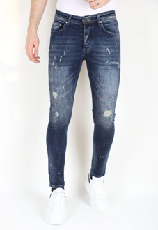Slim fit jeans met verfspatten mm115 Blauw - 31