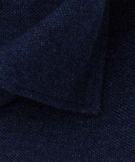 Slim Fit jersey overhemd - navy melange knitted shirt - Strijkvrij - Boordmaat: 38