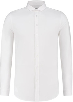 Slim Fit Jersey Shirt met Logo Label Pure Path , White , Heren - 2XL