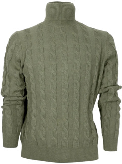 Slim Fit Kasjmier en Wol Heren Coltrui Coltrui in Groen Cashmere Company , Green , Heren - 2Xl,Xl,L,M,3Xl