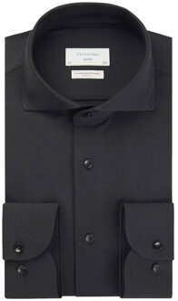 Slim fit overhemd in katoenblend Zwart - 38