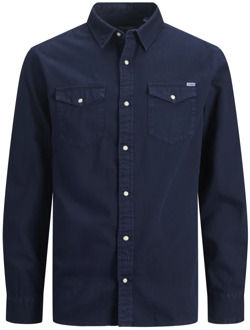 Slim Fit Overhemd Lange Mouw Jack & Jones , Blue , Heren - Xl,L,M,S