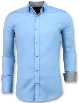 Slim Fit Overhemd Mannen - Blanco Blouse - 3040 - Licht Blauw - Maten: XXL