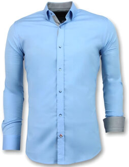 Slim Fit Overhemd Mannen - Blanco Blouse - 3040 - Licht Blauw - Maten: XXXL