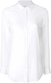 Slim Fit Overhemd met Crepe de Chine Kraag Equipment , White , Dames - S
