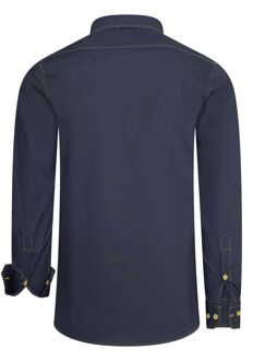 Slim fit overhemd met lange mouwen en contrasterende stiksels Donkergrijs - XL