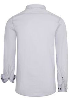 Slim fit overhemd met lange mouwen en contrasterende stiksels Grijs