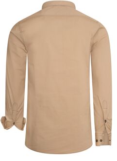 Slim fit overhemd met lange mouwen en contrasterende stiksels - maat Camel