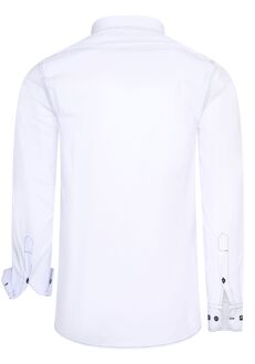 Slim fit overhemd met lange mouwen en contrasterende stiksels Wit - XL