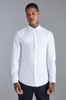 Slim Fit Overhemd Met Lange Mouwen, White - XL