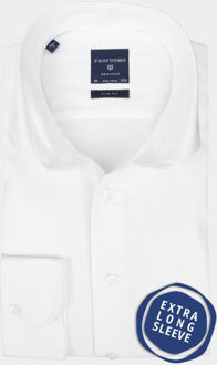 Slim Fit overhemd - mouwlengte 72 cm - wit fine twill - Strijkvrij - Boordmaat: 37