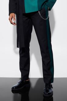 Slim Fit Pantalons Met Zijpanelen, Green - 34R