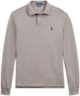 Slim fit polo met lange mouw Donkergrijs