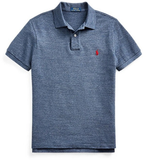 Slim fit polo van katoen met logoborduring Staalblauw