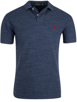 Slim fit polo van katoen met logoborduring Staalblauw