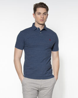 Slim fit polo van katoen met logoborduring Staalblauw