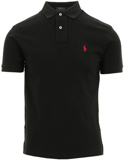 Slim fit polo van piqué katoen Donkerblauw