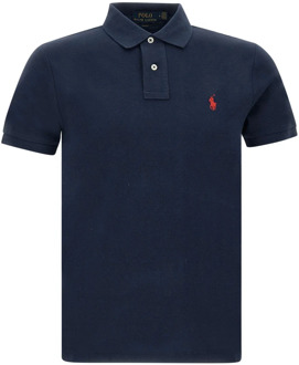 Slim fit polo van piqué katoen Donkerblauw