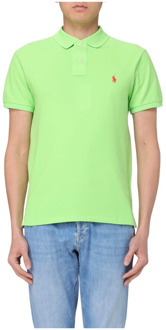 Slim fit polo van piqué katoen met logo Groen