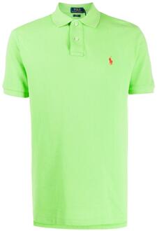 Slim fit polo van piqué katoen met logo Groen