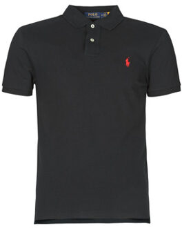 Slim fit polo van piqué katoen Zwart - M