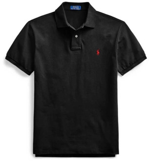 Slim fit polo van piqué katoen Zwart - M