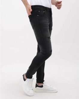 Slim fit ripped jeans met verfspatten mm - maat 38 Zwart