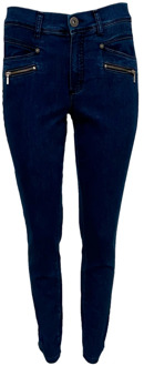 Slim Fit Skinny Jeans met Ritszakken 2-Biz , Blue , Dames - 2Xl,Xl,L,M,S,Xs,3Xl
