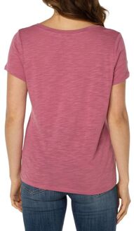 Slim-fit slubgebreid T-shirt met V-hals Wilde Rose Roze - L
