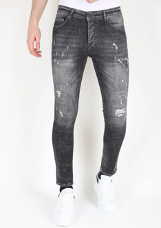 Slim fit street fashion cotton jeans met scheuren mm110 Grijs - 29