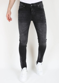 Slim fit stretch jeans met gaten mm113 Zwart - 29